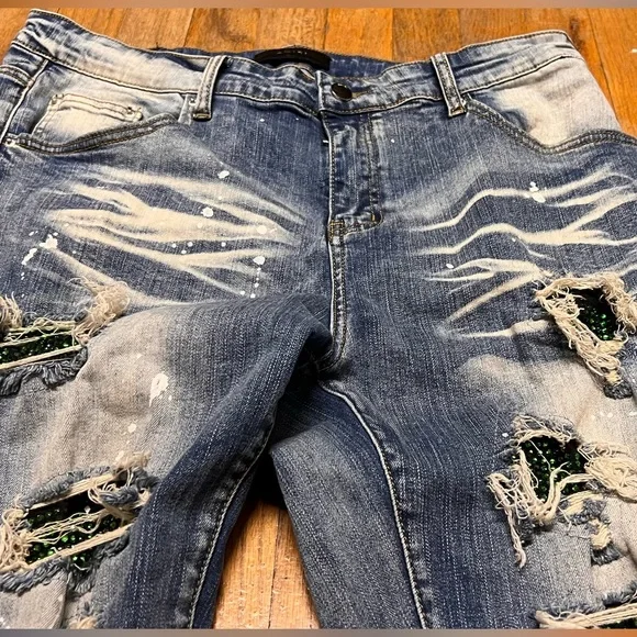 Amiri- Green Ripped Jeans